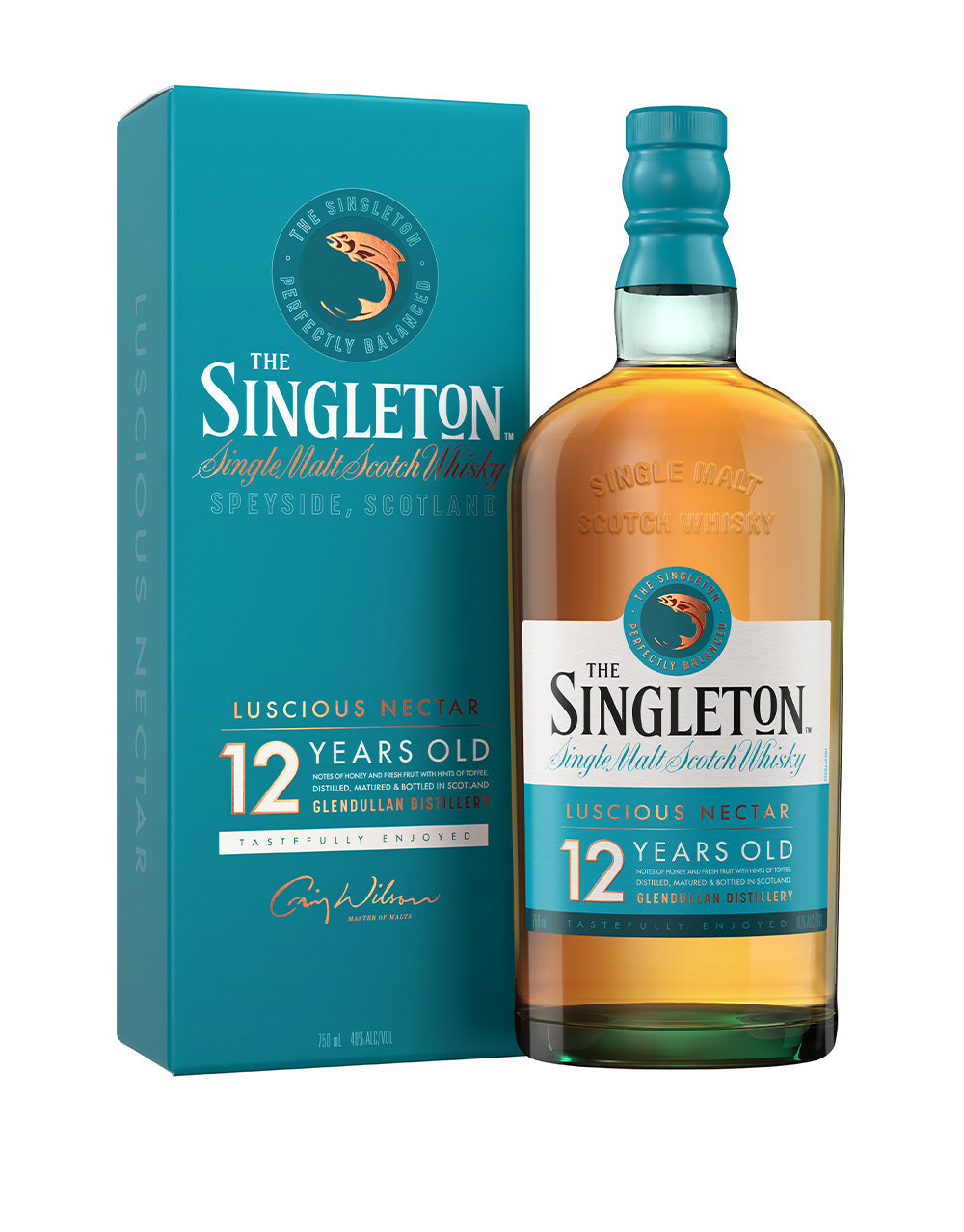 The Singleton of Glendullan 12 Years Old Single Malt Scotch Whisky bottle and case